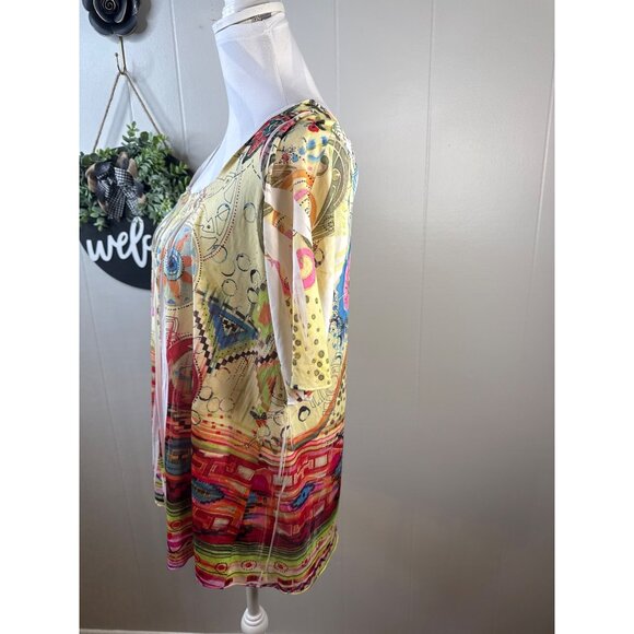 Simply Irresistible Womens Colorful Bohemian Print Top XL  Polyester/Spandex - Picture 3 of 6